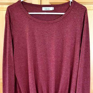SHIBEVER LONG SLEEVE Twist Knot' TUNIC TOP / WINE COLOR / SIZE LARGE / PERFECT!!